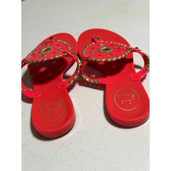 Jack Rogers Georgica Jelly Pink Gold Sandals Size 7 - Picture 3 of 10